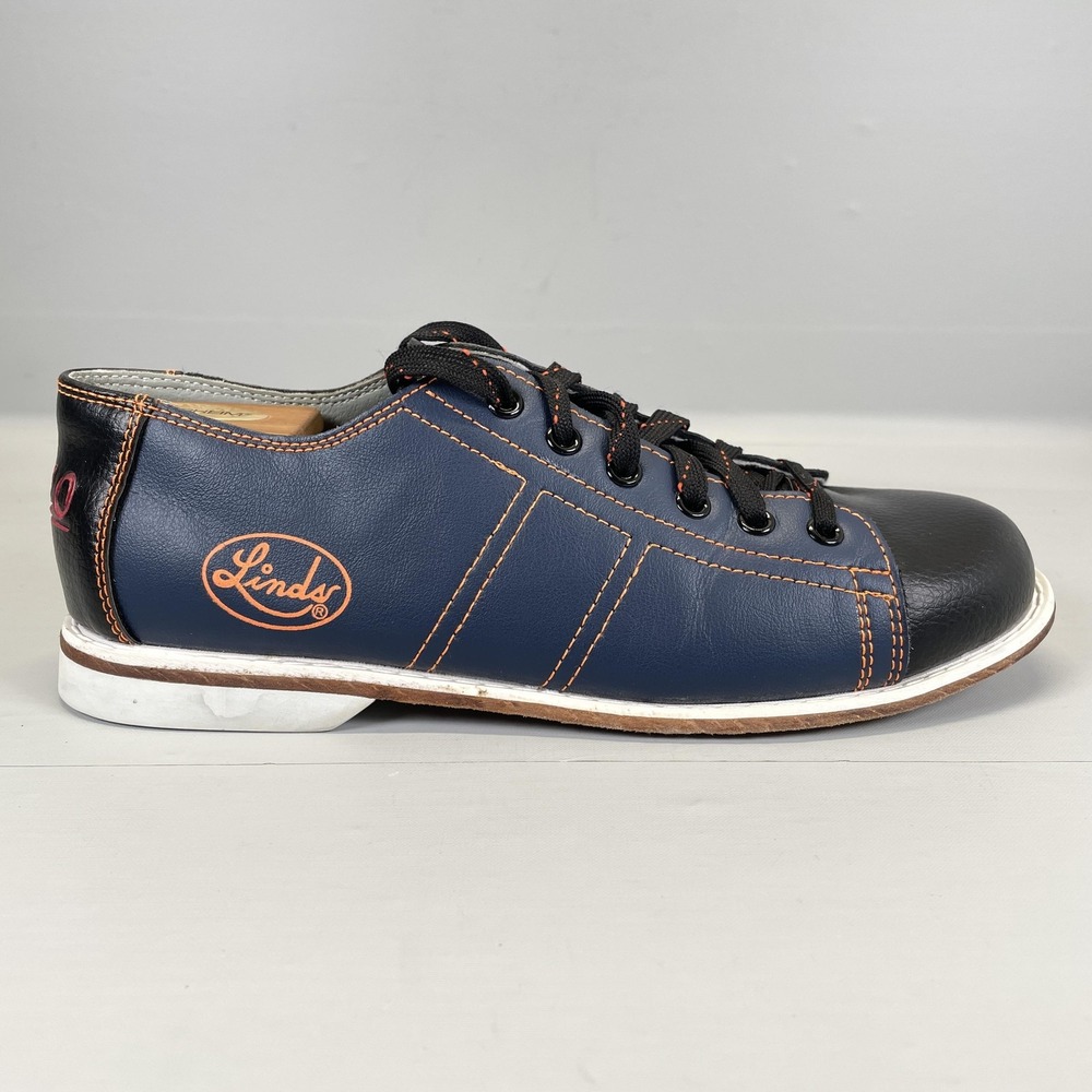 Linds Hybrid Bowling Shoes Mens Size 9 10 Navy Black Leather Lace Up Sneakers